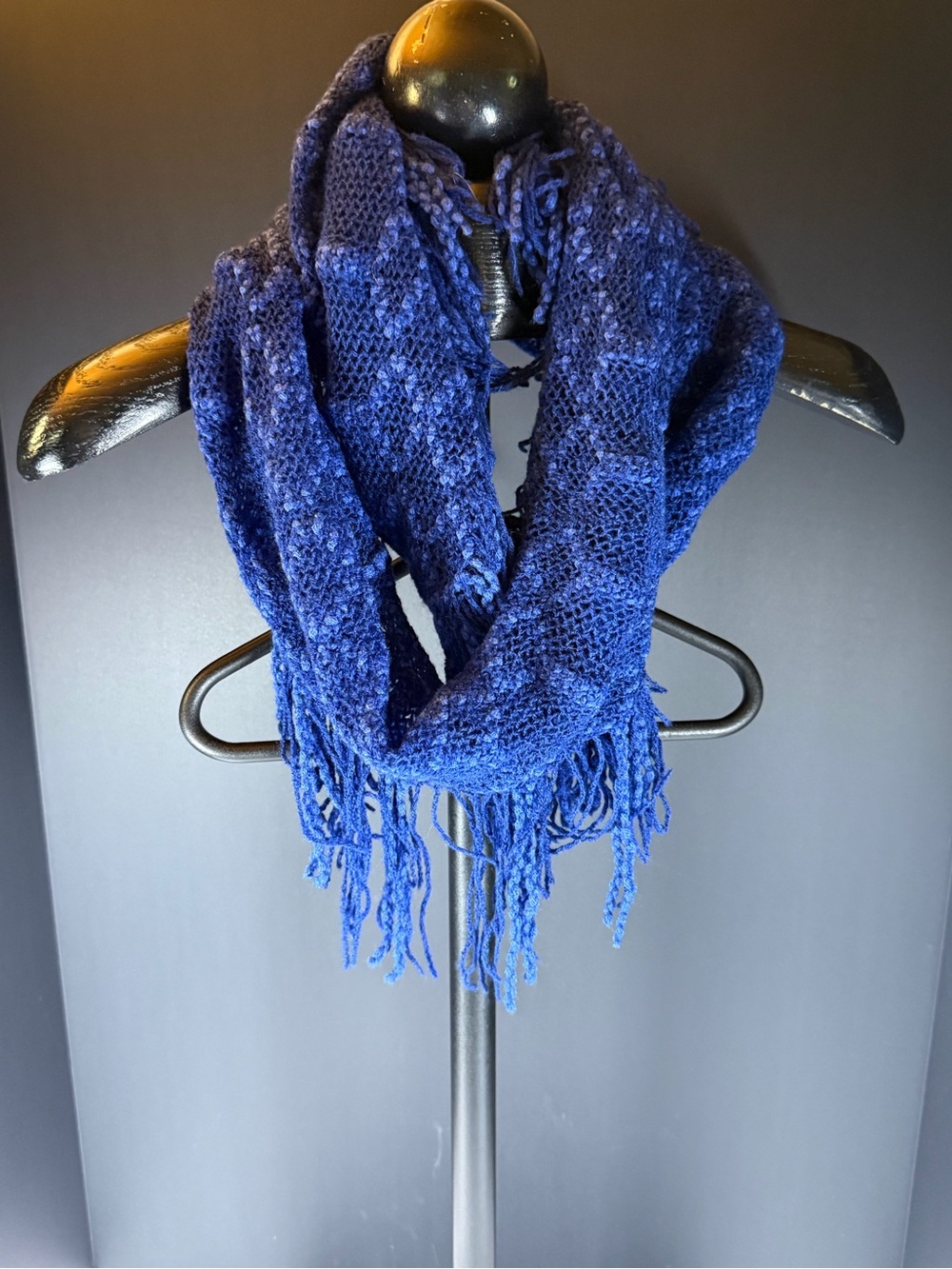 Cobalt Blue Open Mesh Knit 2010s Indie Boho Infinity Scarf